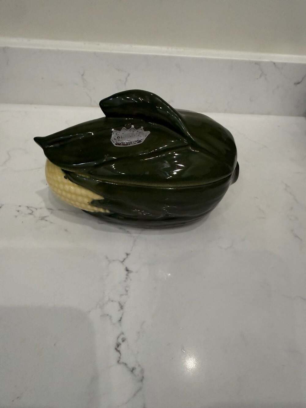 Vintage with original sticker Shawnee Pottery Corn King Covered Casserole Dish C